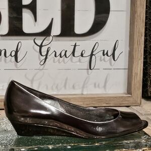 Cole Haan Air Elly OT Ballet Wedge Flats Silver Metallic Sz 7.6 #D24279